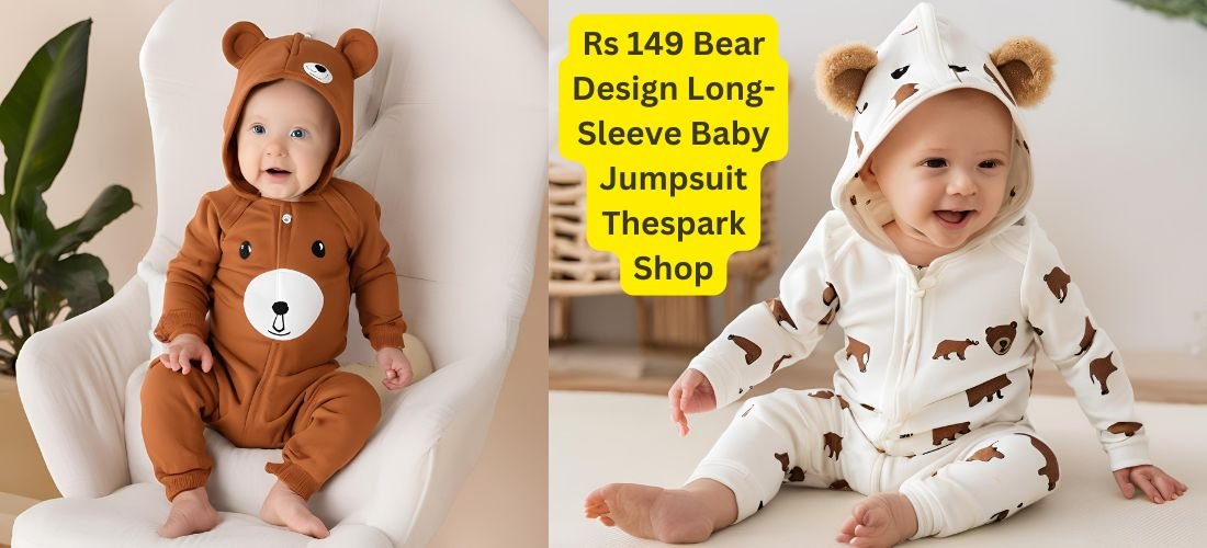 Rs 149 Bear Design Long-Sleeve Baby Jumpsuit Thespark Shop